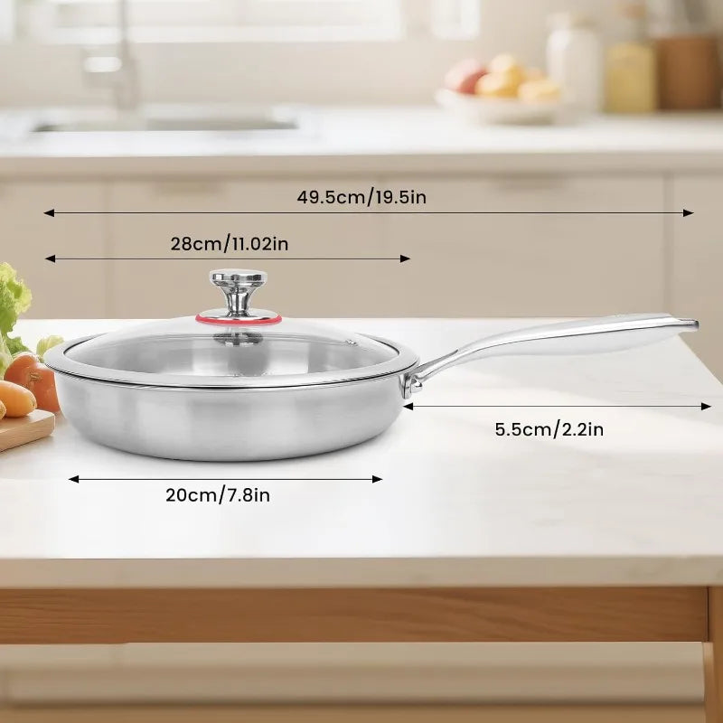 Upgraded Titanium Hammered Frying Pan with Lid  Titanium Non-stick Frying Pan Scratch-Resistant Heats Evenly For All Stovetops