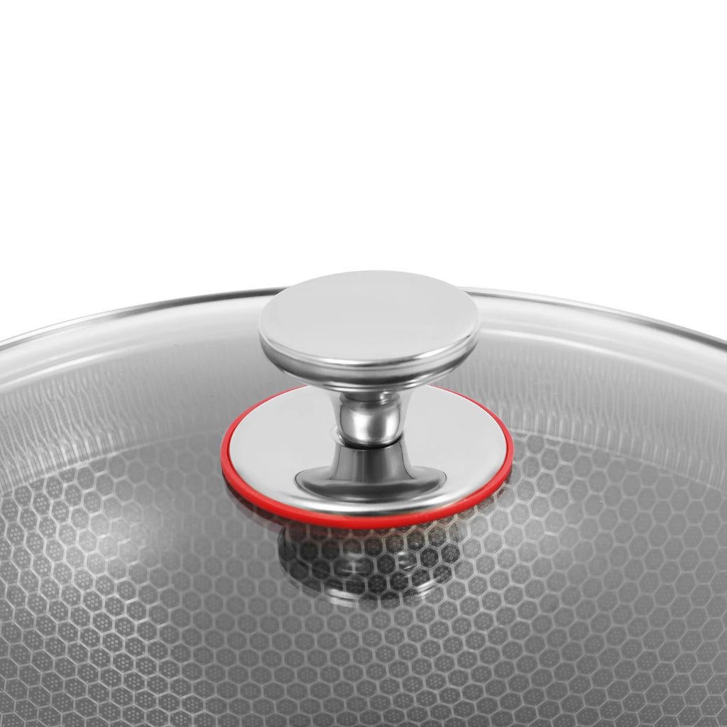 Non-stick Cookware with Lid, Stainless Steel Frying Pan, Modern Cooking Pan for Sauteing, Deep-Frying
