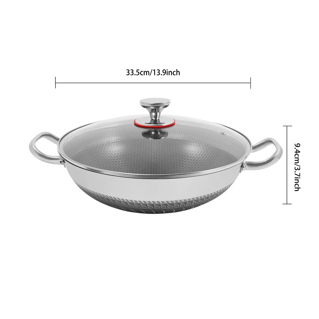Non-stick Cookware with Lid, Stainless Steel Frying Pan, Modern Cooking Pan for Sauteing, Deep-Frying